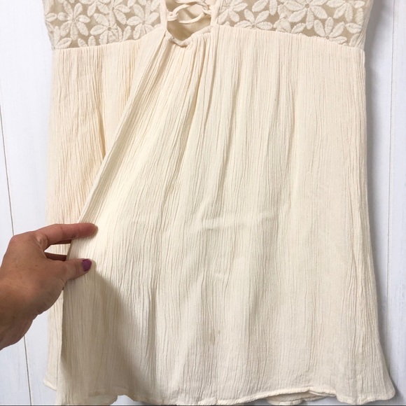 Cotton Candy Cream Boho Floral Mini Dress - Picture 5 of 5